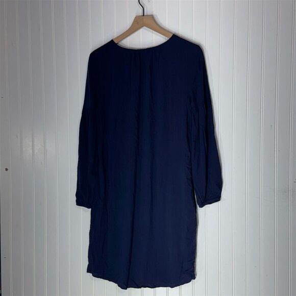 Gap Navy Blue V-Neck Long Sleeve Shift Dress S Coastal Boho Minimalist Style NWT - Picture 2 of 7